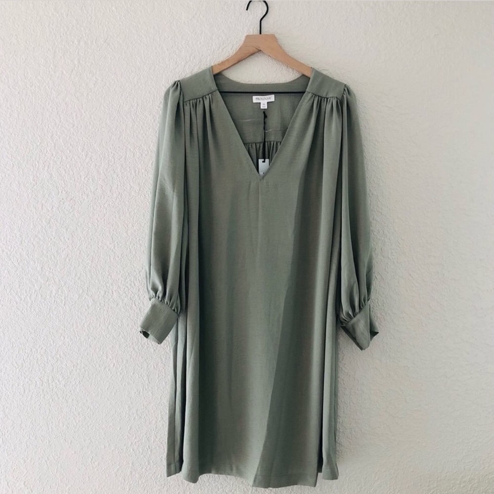 Prologue oversized green tunic long sleeve dress